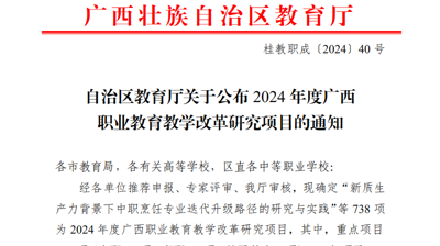 喜讯|问鼎在线在2024年度广西职业教育教学改革研究项目中成功立项